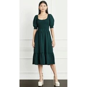 Hill House Home The Nap‎ Dress Emerald Green Smocked Midi Dress XL